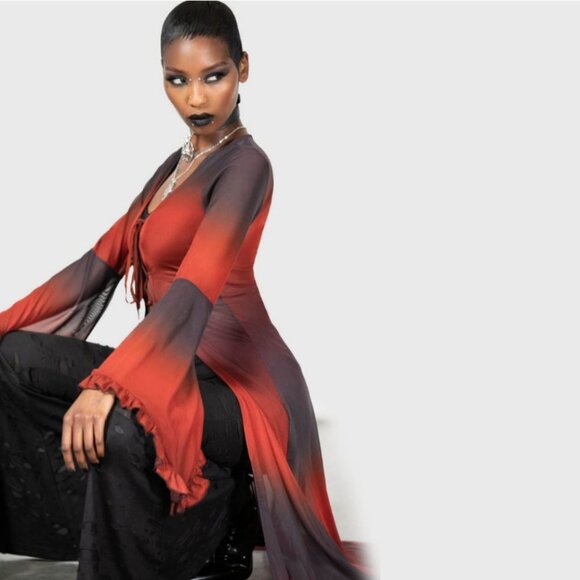 🆕️FIRM (LAST ONE) Killstar Everlasting Cold Sheer Ombre Bell Sleeve Cape L - Picture 5 of 12